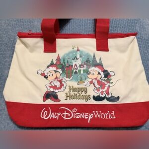 Disney World Holiday Tote Bag - Red and Cream new